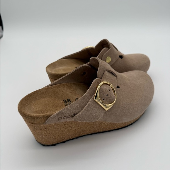 Birkenstock Beige Ankle Booties with Gold Buckle - Picture 3 of 5